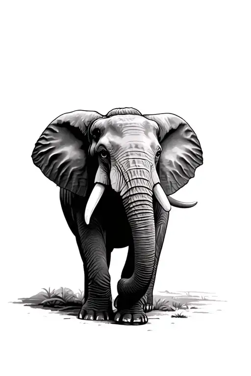 Elephant Walking Facing Forward