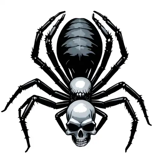 Black Widow Spider With Skulls Surrounded