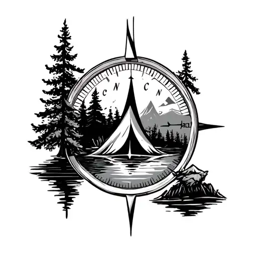 Compass Water Trees And Wildlife Camping