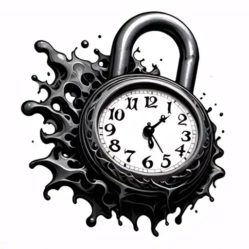 Lock That Has A Melting Clock Face