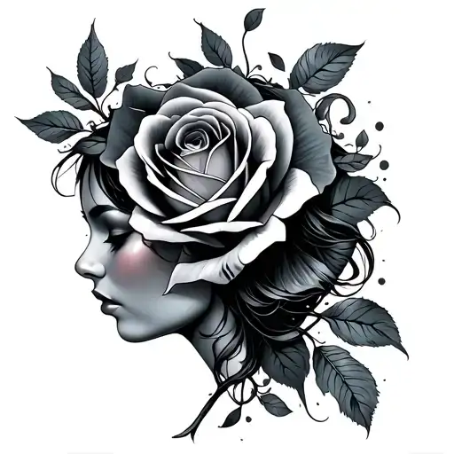 Girl Born From The Ocean With A Rose