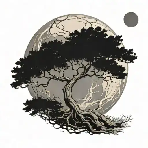 Kintsugi Tree With A Moon Rising