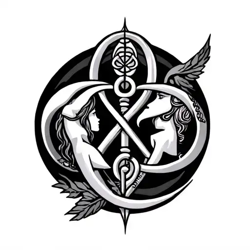 Libra Male Female Aquarius Symbol Intertwined