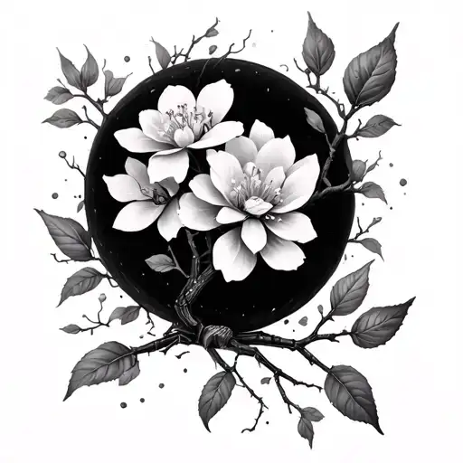 Blooming Tree And Spider