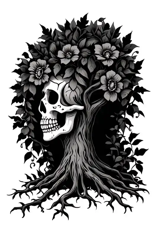Mexican Day Of The Dead Tree With Creeping Vines