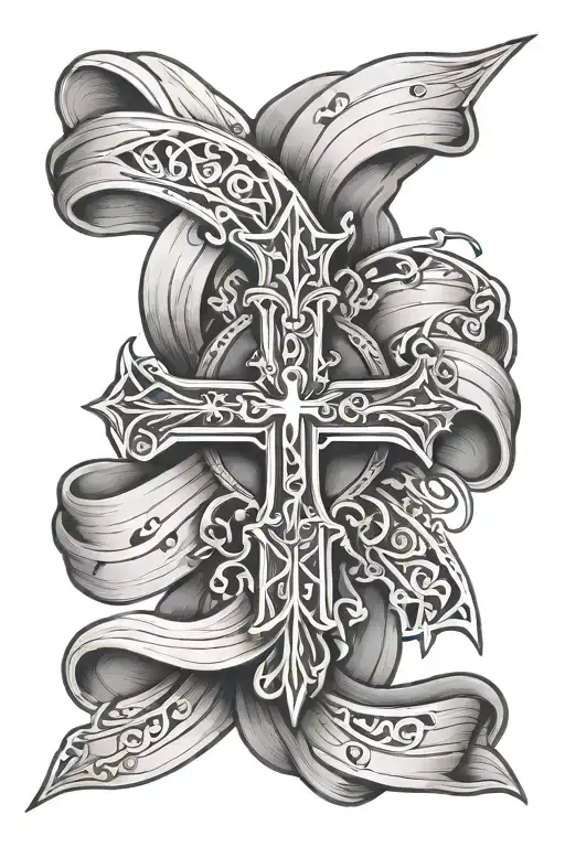 Glioblastoma Cancer Ribbon With A Cross Surrounded