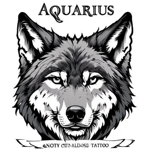 Wolf Aquarius Tarot Card Depicting