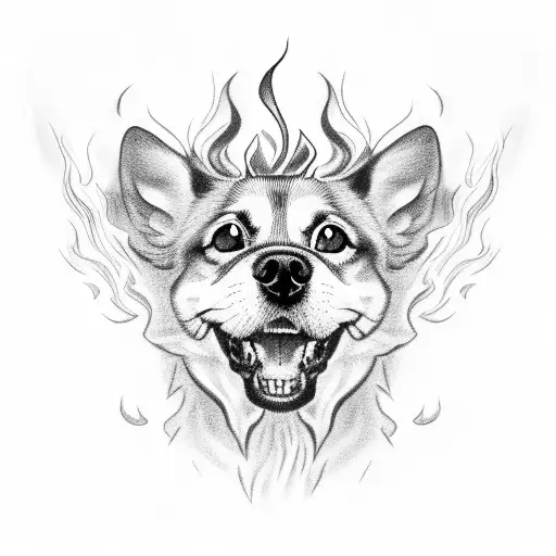 Dog With Fire Background