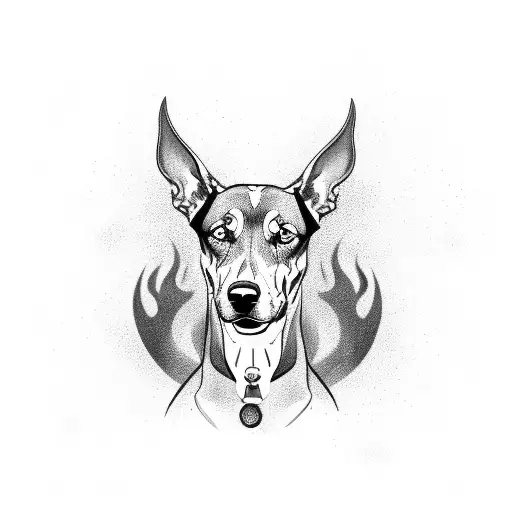 Dobermann With Fire Background