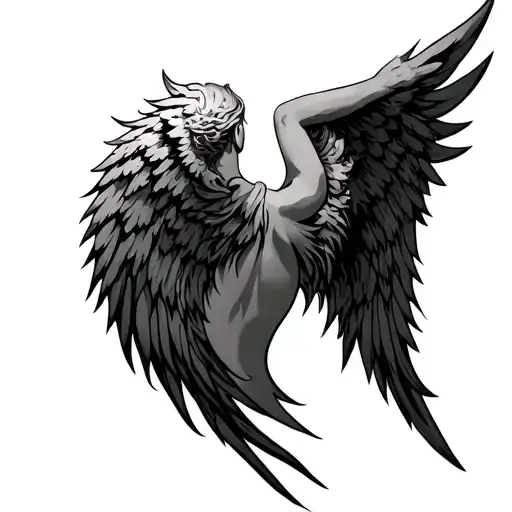 Lucifer Angel Wings Tattoo On Back And Shoulders