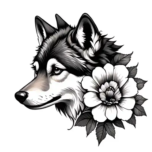 Wolf Baby With Flowers