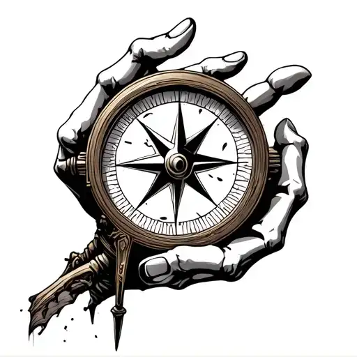 A Skeleton's Hand Clutching A Broken Compass