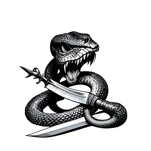 Snake Head Being Stabbed With Dagger