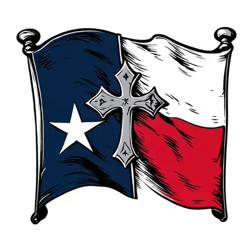 Cross And Texas Flag Intertwined