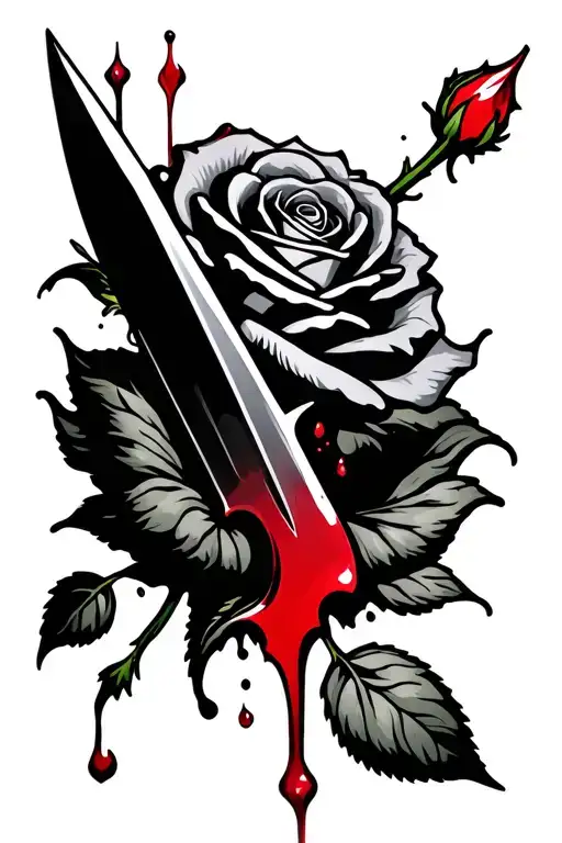 Dagger Cutting Skin Blood Forms A Rose