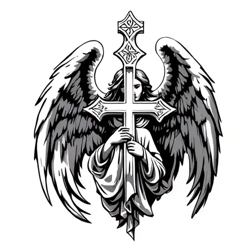 Angel And Serbian Orthodox Cross