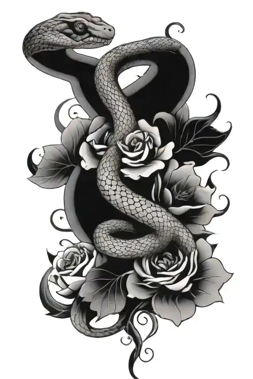 Snake And Flower Intertwined