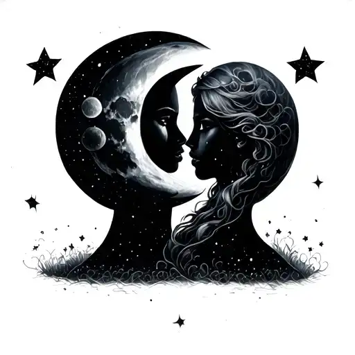 Gemini And Moon Merging Together