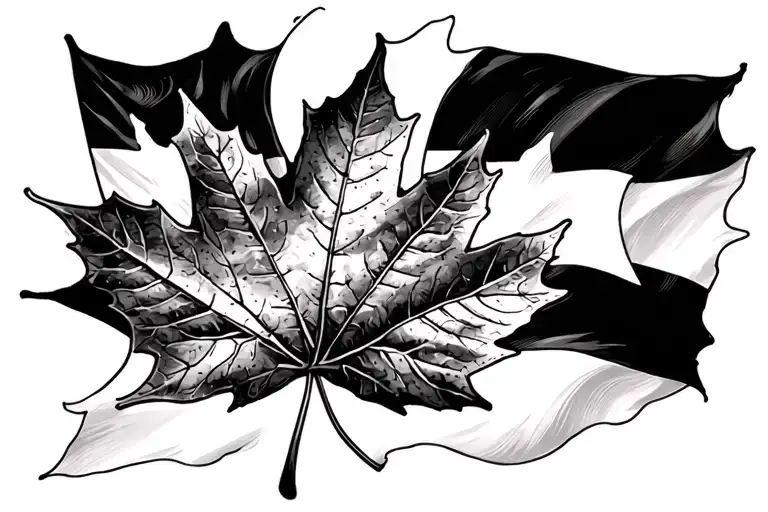 Maple Leaf With Alberta Flag Realism Style