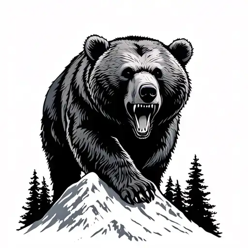 Bear On Mountain Growling