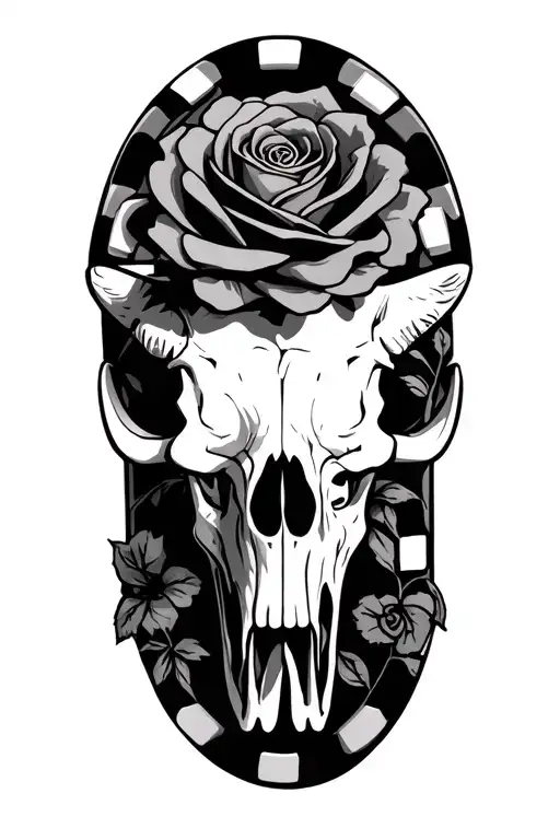 Roses Poker Chips Barbwire Western Bull Skull