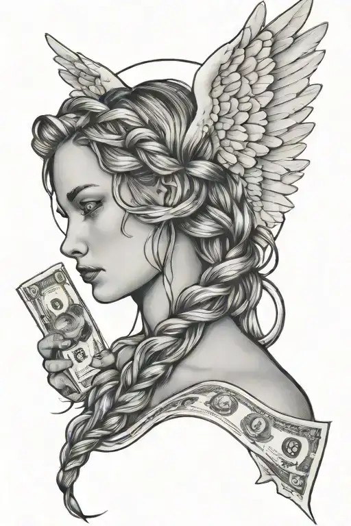 Angel With Braided Hair And Money
