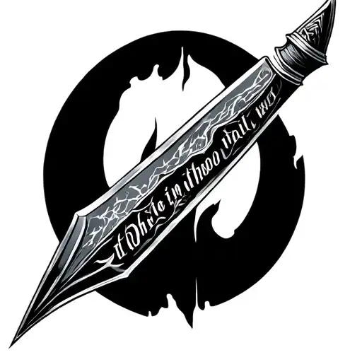 Dagger With Text On The Blade