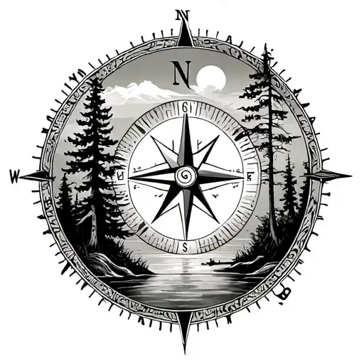 Compass Water Trees And Wildlife Animal