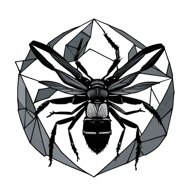 Geometric Insect Illustration Back Tatoo