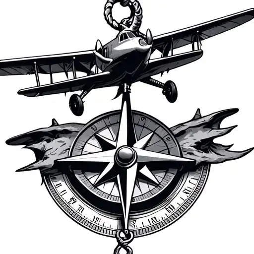 Compass Anchor Aeroplane Flying