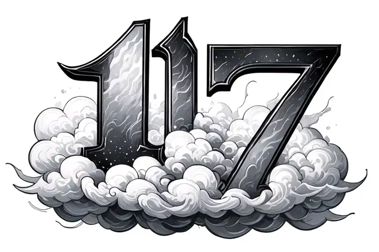 Number 17 That Comes Out Of A Cloud