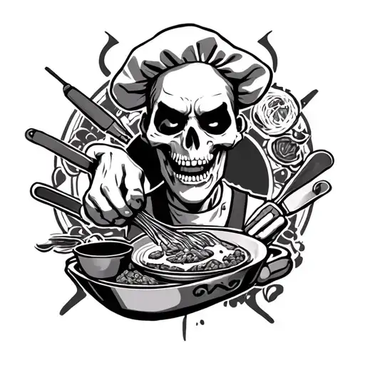 Art Deco Demonic Undead Chef Cooking Themed