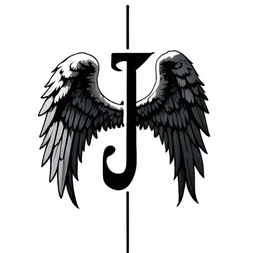 Leters Jj Angel Wings