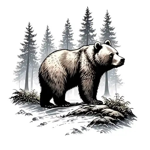 Bear In A Forest Scene