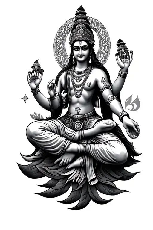 Hindu God Figure Surrounded