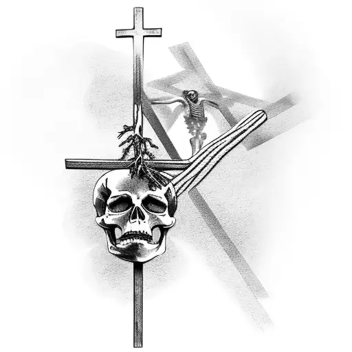 Skeleton With Crucifix And Trees