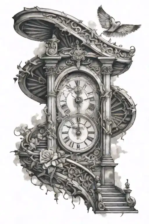 Staircase To Heaven With Broken Clock