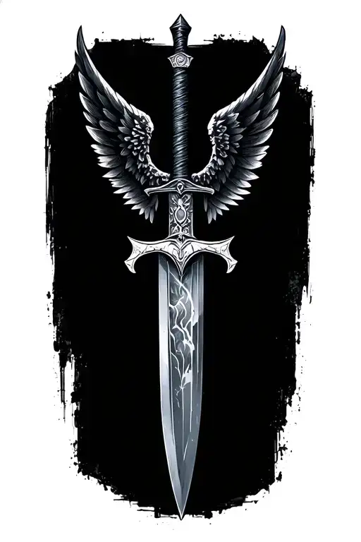 Sword With A Dark And A Light Wing Attached