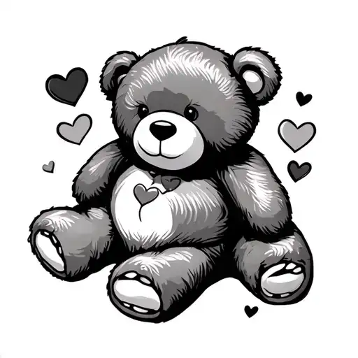 Teddy Bear With Hearts Around Body