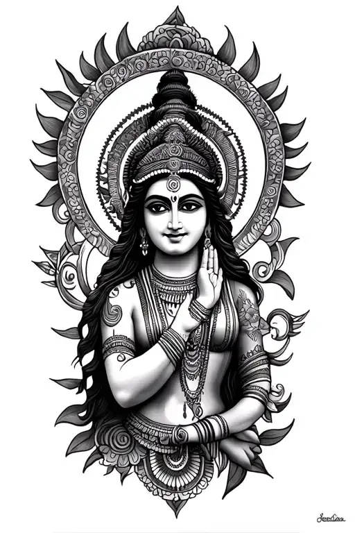 Lower Arm Sleeve Tattoo With Hindu Theme