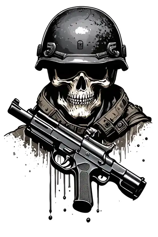 Fallen Soldier Gun And Helmet