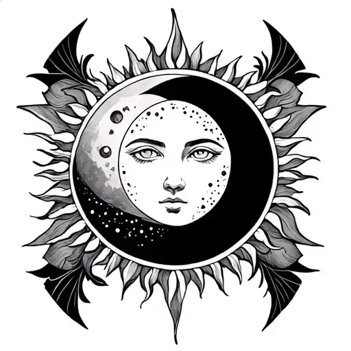 Virgo Symbol With The Sun And Moon Surrounded