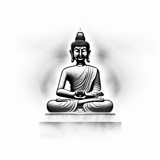 Buddha Coming Out Of A Vertical Line