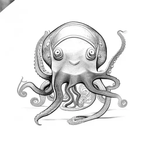 Rock N Roll Octopus Playing A Drum Set