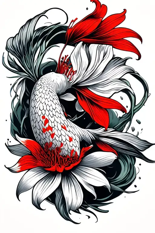 Samurai Koi Fish Red Spider Lily