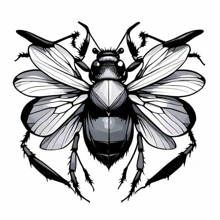 Geometric Insect Illustration Back Tatoo