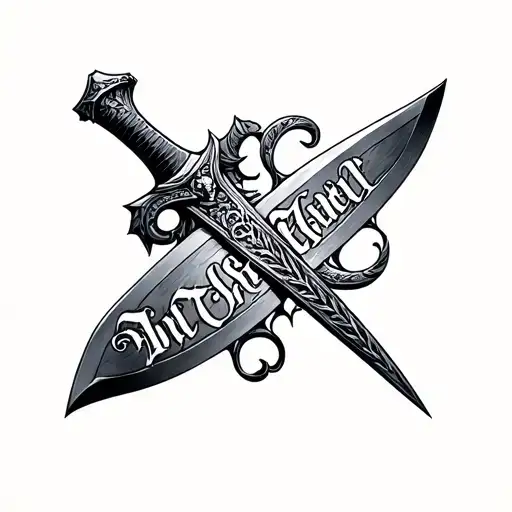 Dagger With Text On The Blade