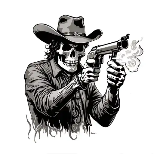 Skelton Cowboy Firing Gun Aruther Morgan