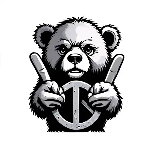 Grateful Dead Bear Holding Concrete Peace Sign