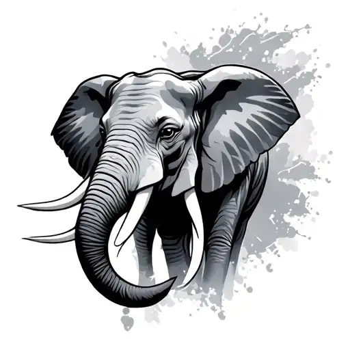 Elephant Head Front Pose With Vel Trident In Trunk Tatto